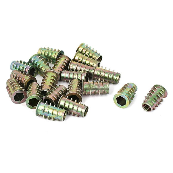 uxcell Wood Furniture M6x20mm Threaded Insert Nuts Interface Hex Socket Drive 100pcs uxcell Wood Furniture M6x20mm Threaded Insert Nuts Interface Hex Socket Drive 100pcs